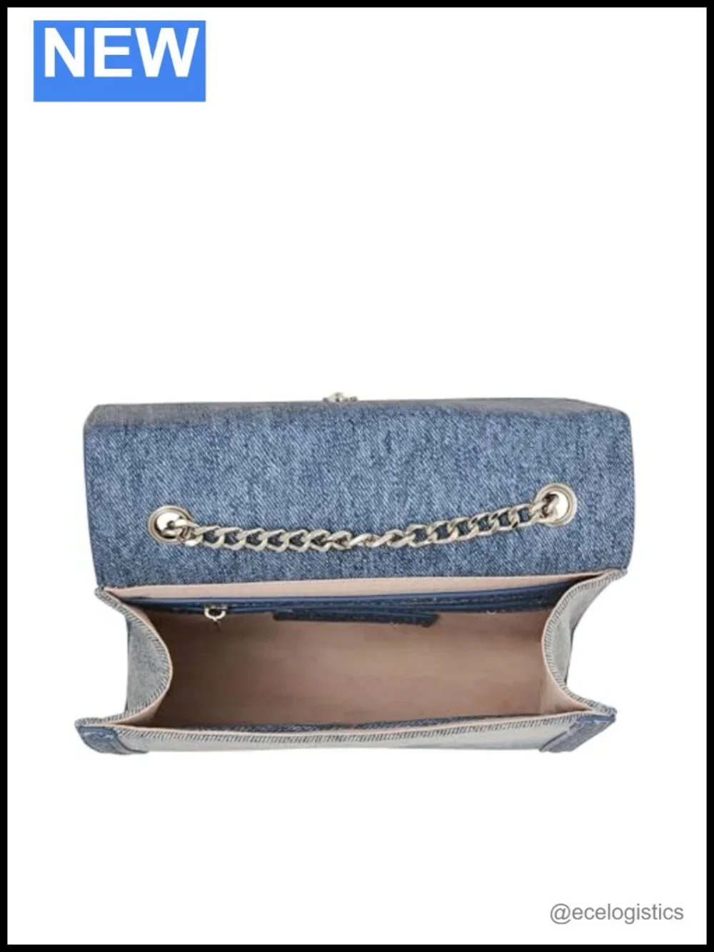 Convertible Shoulder Bag with Chain Strap – Denim